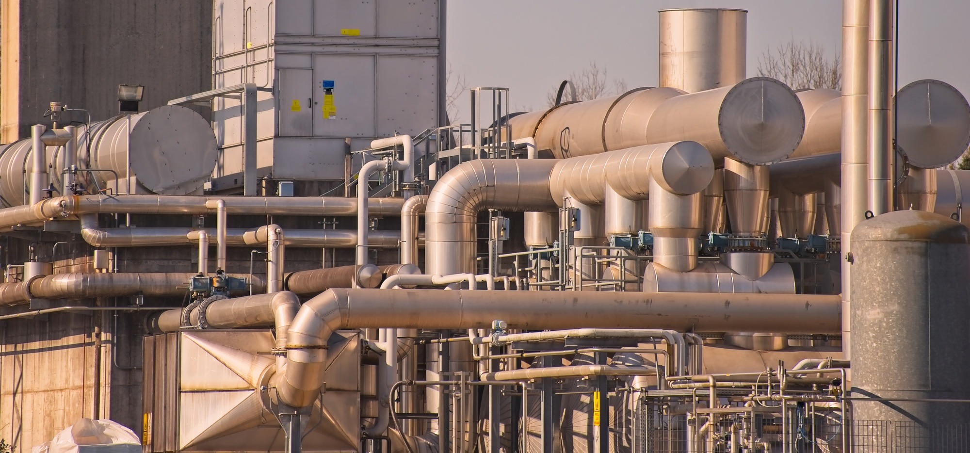 Chemical complex, pipes and tanks.